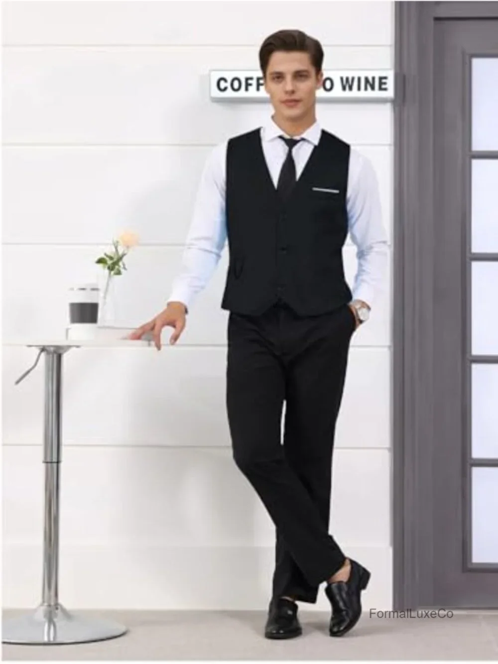 Men's Slim Fit Sleeveless Suit Vest Waistcoat Formal Business Tuxedo Vest